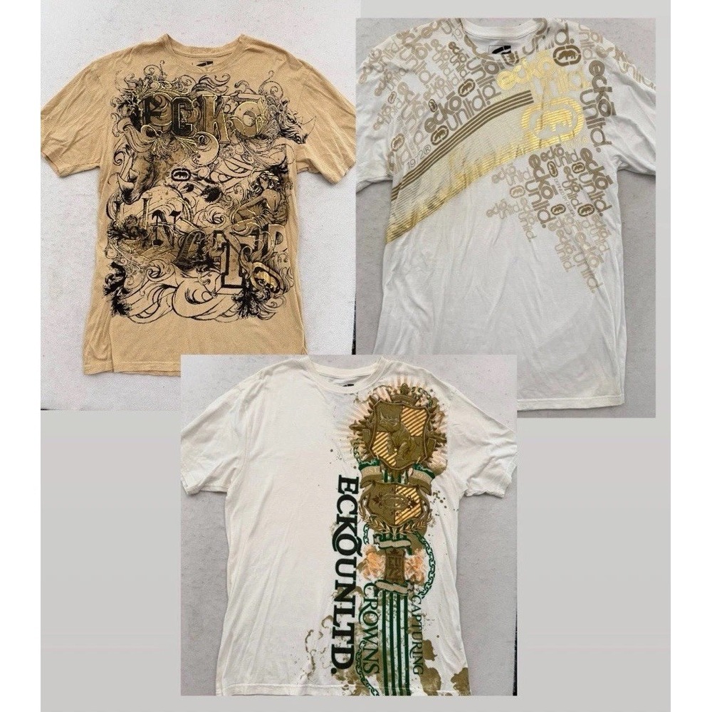 Vintage Y2K Ecko Unltd. AOP Graffiti Graphic 2-Sided T-Shirt Lot of 3 Men's L